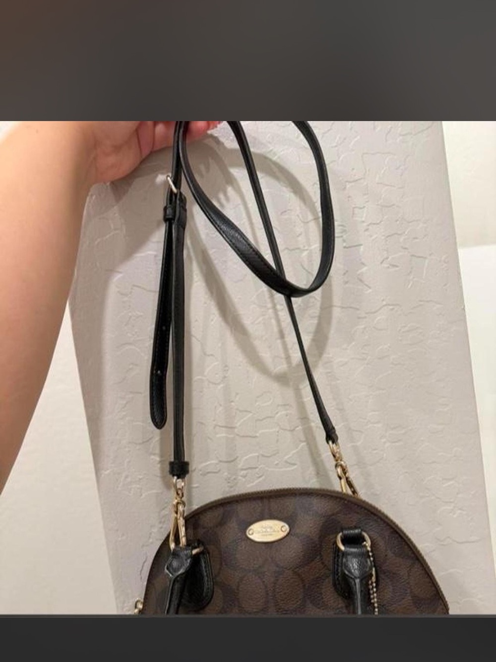 Coach Brown Signature Dome Satchel with Black Trim - Picture 4 of 5